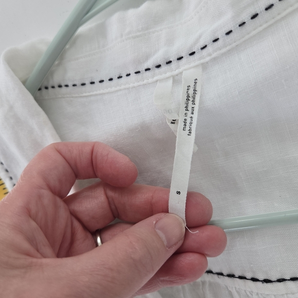 Anthropologie White Linen Women's Top S - Picture 8 of 10